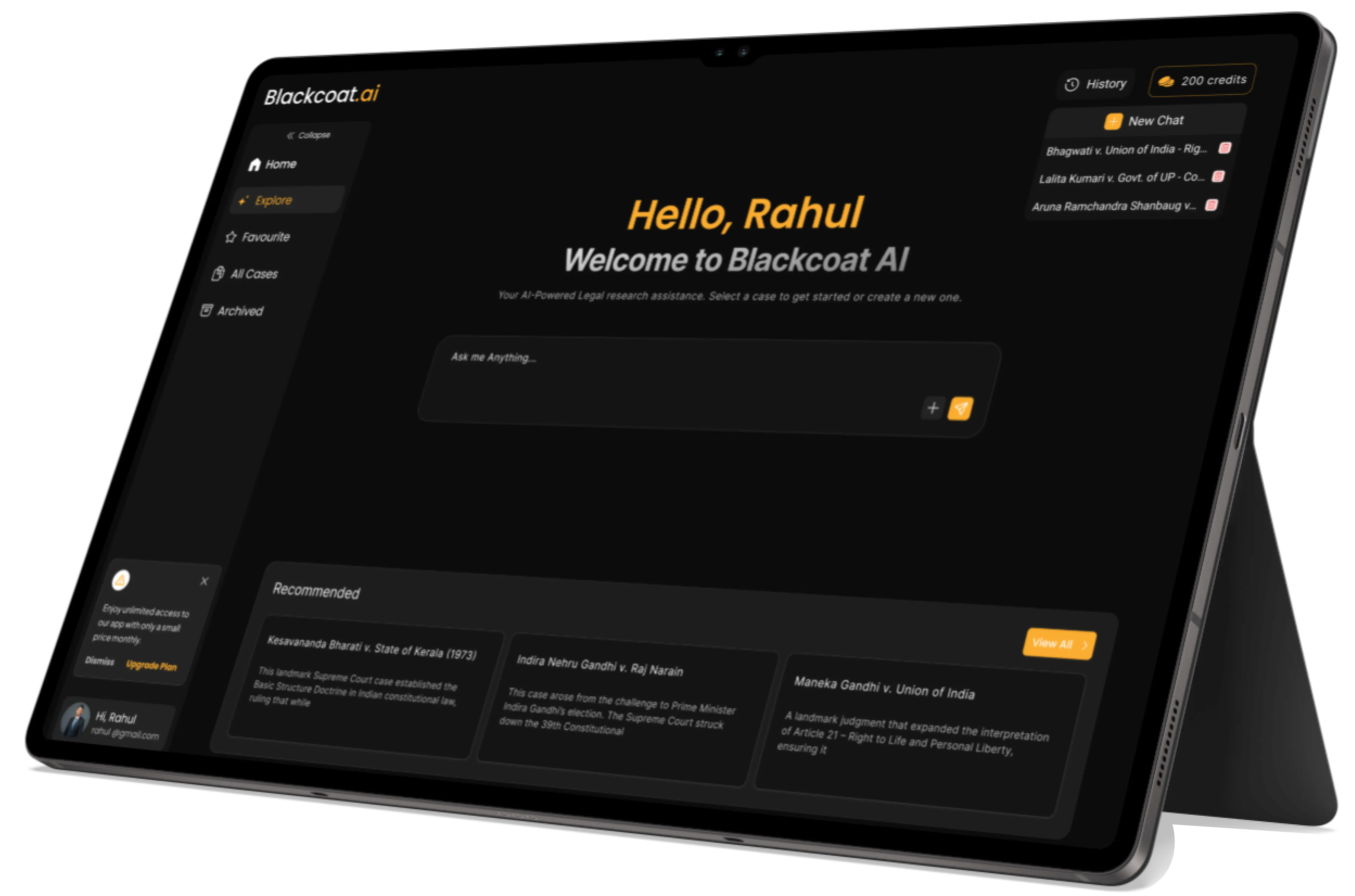 Blackcoat AI Application Interface